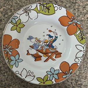 Disney 8" Enamelware Bowl Plate Donald Daisy Duck Picnic Swatting Flies